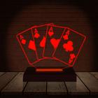 Luminária Led 3D  Baralho Cartas Poker  Abajur  Presente Criativo Decoração