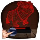 Luminária Led 3d BullDog Cachorro Abajur Presente Criativo Decoração