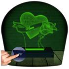 Luminária Led 3D Coração Amor Abajur 3 personalizável