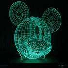 Luminária Led 3d, Mickey Mouse, 16 Cores+controle, Abajur, Infantil, Quarto, Decoração