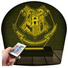 Luminária Led Abajur 3D Harry Potter Hogwarts 16 Cores + Controle Remoto