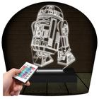Luminária Led Abajur 3D R2D2 Star Wars 16 Cores + Controle Remoto - RB Criações