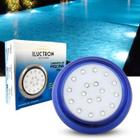 Luminária LED de Piscina 18W Corpo Azul 12V 80mm rosca de 1/2 Branco Frio 6.500K