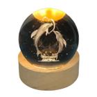 Luminária Led Globo De Vidro 3D Com Cabo USB Base de Madeira