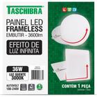 Luminaria Led Plafon Taschibra Frameless Borda Infinita Embutir Quadrado 36W 3000K 22Cm