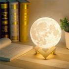 Luminária Lua Cheia 10 cm 3d Abajur Led Relevo - Amarelo - Coisaria