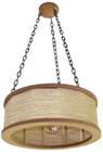 Luminária Lustre Pendente Rústico Retro Madeira Sisal 60Cm