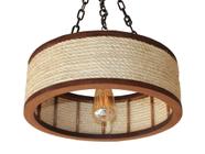 Luminária lustre rustico de madeira com sisal 30cm