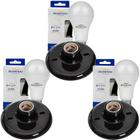 luminaria pared teto plafon preto redondo lampada LED 9W kit 3 unidades luminaria plafonier com lampada