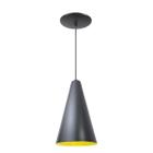 Luminária Pendente Cone Com Interior Amarelo Com Fiação 110/220v