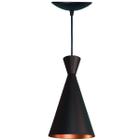 Luminária Pendente Cone Preto Fosco E Cobre