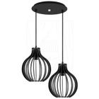 Luminária Pendente Duplo Madeira Bali 20cm CR Soquete E27