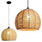 Luminária Pendente Globo 30Cm Sisal Lustre Rústico Teto