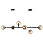 Luminária Pendente Lustre Jabuticaba Jabuti Preto com 6 Bolas Globos Esféras Âmbar Moderno Luxo Inl91 - inovartte