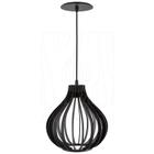 Luminária Pendente Madeira Gota 25cm e27 Preto Sala