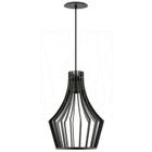 Luminária Pendente Madeira Laurel 30cm Preto E27 Sala