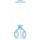 Luminária Pendente Madeira Nacar 18cm Azul Claro E27 Sala