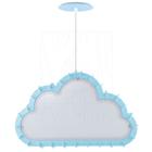 Luminária Pendente Madeira Nuvem 50cm Azul Claro Infantil