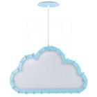 Luminária Pendente Madeira Nuvem 50cm Azul Claro Infantil - Madelumi