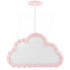 Luminária Pendente Madeira Nuvem 50cm Rosa Claro Infantil