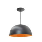 Luminária Pendente Meia Lua 24cm Com Interior Laranja Fiação 110/220v - Luminárias Navarro