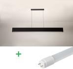 Luminária Pendente Retangular 65cm Preto + 1 Lâmpada TuboLED 9w