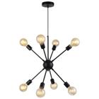 Luminária Pendente Sputnik Preto para 8 Lâmpadas Moderno Luxo Inl74