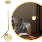 Luminária Pendente Stick Light Dourado Globo Âmbar 10Cm