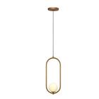 Luminaria Pendente Teto Oval Arco Jabuticaba Dourado Fosco