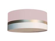 Luminária Plafon Faixas Bronze Cúpula Branco 40X15 - Tom luz