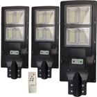 Luminaria Solar Led Poste 240w 3 Unidades Sensor e Controle Refletor Jardim Rua3