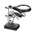 Lupa bancada eletronica mesa 5 leds 3 lentes garras de solda