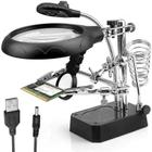 Lupa de Soldagem 3 em 1 com LED e Suporte de Ferro de Solda