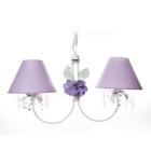 Lustre 2L Primavera Cristais 2 Flores G Lilás Quarto Bebê Infantil Menina