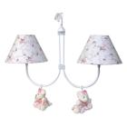 Lustre 2L Simples Com 2 Ursinhas De Tiara Rosa Quarto Bebê Infantil Menina - Potinho de Mel