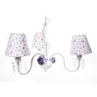 Lustre 3L Cristais 3 Flores P Lilás Quarto Bebê Infantil Menina