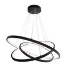 Lustre Arcos Pendente Ring 3 Aros Led 105W 3000K - Preto - Love Loft