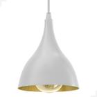 Lustre Branco com Dourado Pendente Gota - Sabaronni