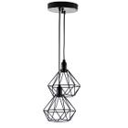 Lustre Com 2 Pendentes Diamante - Preto