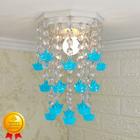 Lustre Cristal Acrílico Luminária Decoração Quarto Infantil Bebê Menino Príncipe Coroas Azul Bebê