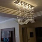 Lustre de Cristais k9 Legítimos Para Quarto, Sala de Jantar/Estar com 70cm de Altura Base de Inox Polido