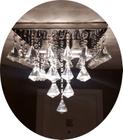 Lustre De Cristal Para Recepção Com Base Espelhada 30x30cm - LUZ DECOR