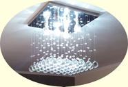 Lustre de cristal para sala de jantar com 50 cm de altura base de inox polido de 30x30cm