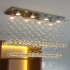 Lustre de cristal , Para Sala de Jantar/Estar com 60cm de Altura, Base de Inox Espelhado 70x20cm,Cristais Legítimos K9