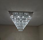 Lustre De Cristal Para Sala de Jantar/ Estar/ Hall com 80cm de Altura,Base de Inox Espelhado 70X70cm