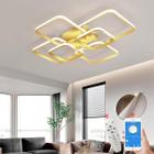 Lustre De Led Luminária Moderno 70W Dourado Com Controle