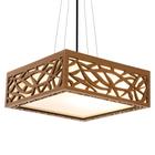 Lustre Decorativo Madeira Pendente Copacabana Quad 45Cm - Creatus