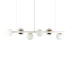 Lustre Figo Branco/Dourado - 6 Globos Esfera De Vidro Branco - Trybo