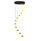 Lustre Grande Pendente Medusa Preto - 12 Globos Vidro Branco - Trybo