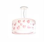 Lustre infantil pendente corações duplo - rosa 30x16